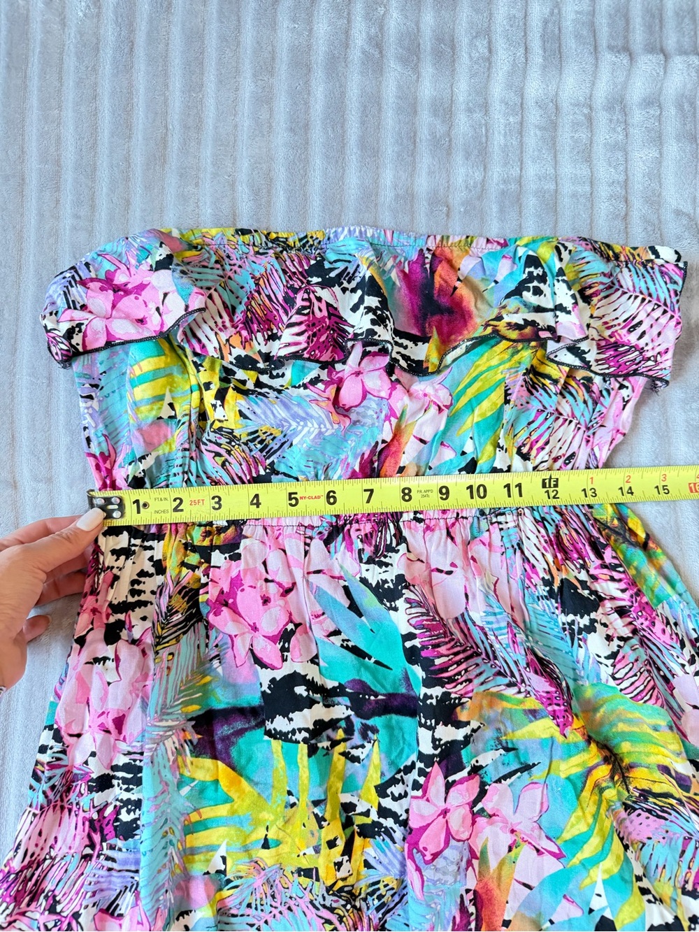 5th Culture Tropical Off Shoulder Ruffle Mini Dress Medium - Picture 5 of 7